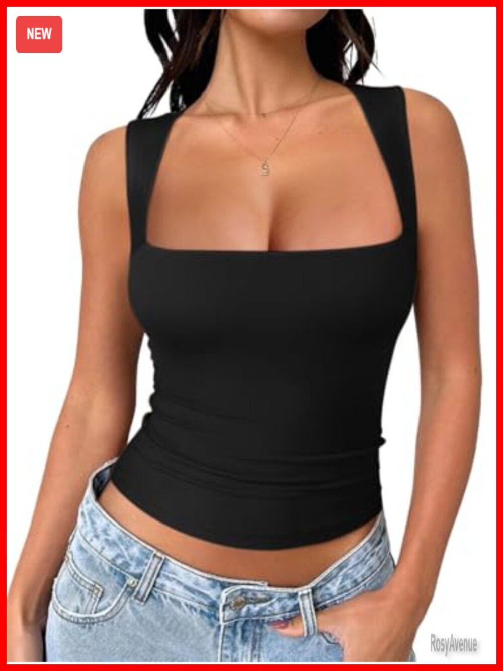Butsmooth Square Neck Double Lined Crop Tank Top